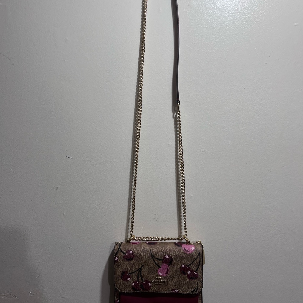Coach Cherry Pattern Crossbody Bag - Brown and Pink - Picture 4 of 4